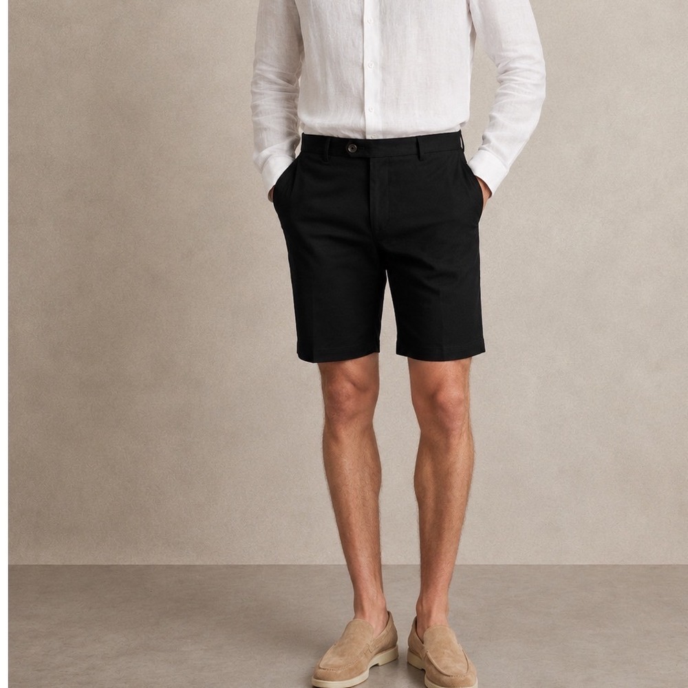 Reiss OE Hampton Chino Shorts‎ Mens 28 Black Cotton Stretch Travel Shorts